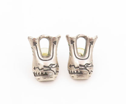 925 Sterling Silver Vintage Earrings SILVER CLOUD Designer Animal Etched EG13376