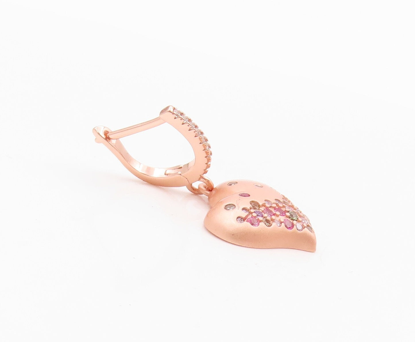 925 Sterling Silver Vintage Earrings Rose Gold Plated CZ Inlay Heart  EG13320