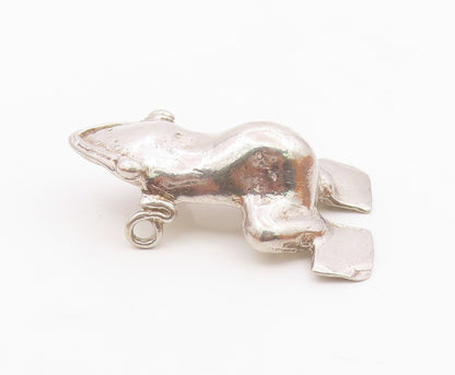 925 Sterling Silver  Vintage Modernist Frog Animal Motif Pendant  PT12107