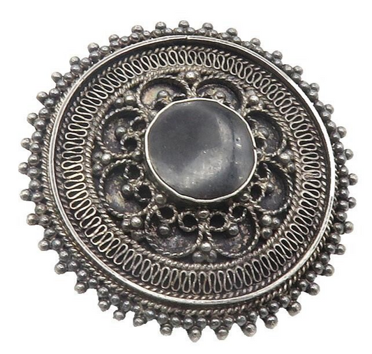 ISRAEL 925 Sterling Silver  Vintage Black Onyx Swirl Twist Brooch Pin  BP4456