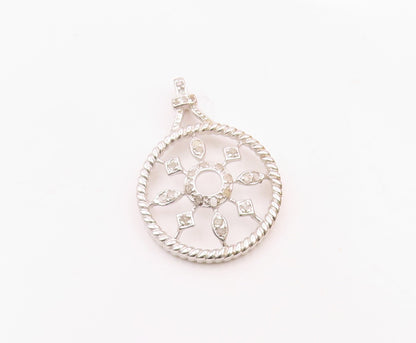 925 Sterling Silver  Vintage Genuine Diamonds Snowflake Motif Pendant  PT19468