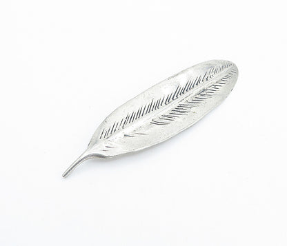 DANECRAFT 925 Silver  Vintage Etched Single Feather Motif Brooch Pin  BP1195