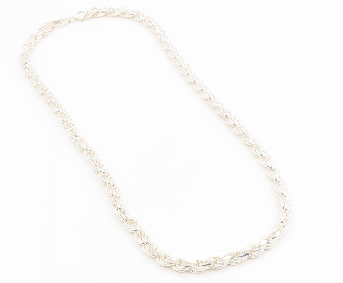 925 Sterling Silver Vintage Necklace Chunky Solid Twisted Rope Braid  NE4747