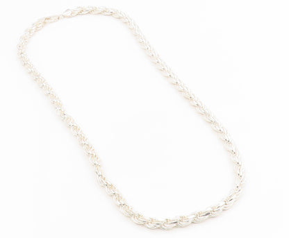 925 Sterling Silver Vintage Necklace Chunky Solid Twisted Rope Braid  NE4747
