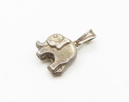 925 Sterling Silver  Vintage Petite Hollow Elephant Animal Pendant  PT15343