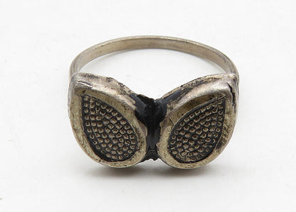 925 Sterling Silver  Vintage Dark Tone Floral Leaves Band Ring Sz 5  RG10517