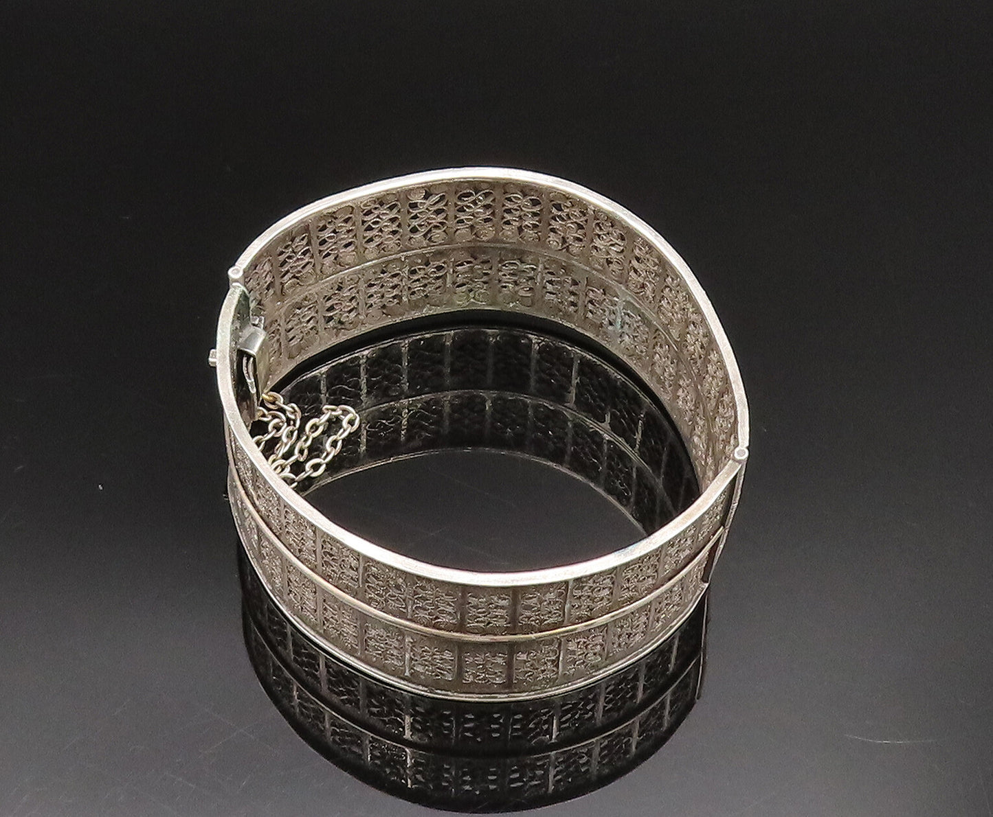 925 Sterling Silver Vintage Antique Spiral Wire Openwork Bangle Bracelet  BT9552