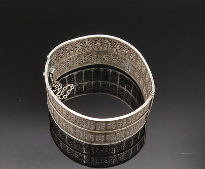 925 Sterling Silver Vintage Antique Spiral Wire Openwork Bangle Bracelet  BT9552