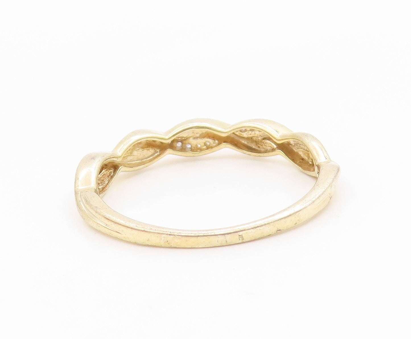925 Sterling Silver Vintage Ring Gold Plated Real Diamonds Band  Sz 10  RG34479