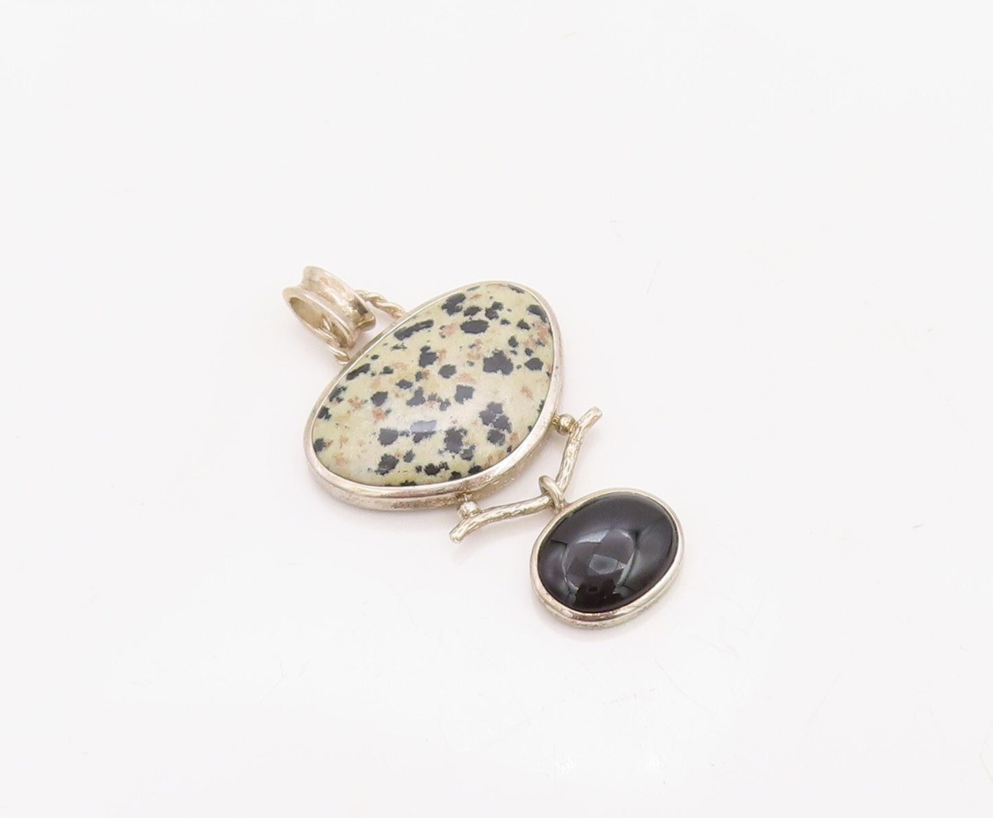 925 Sterling Silver Vintage Pendant WHITNEY KELLY Onyx And Marble  PT23543