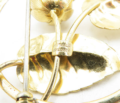 FORSTNER 925 Silver  Vintage Shiny Gold Plated Rose Flower Brooch Pin  BP1971