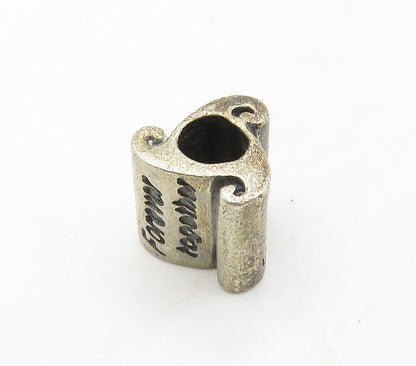925 Sterling Silver  Vintage Forever Together Etched Bead Pendant  PT12302