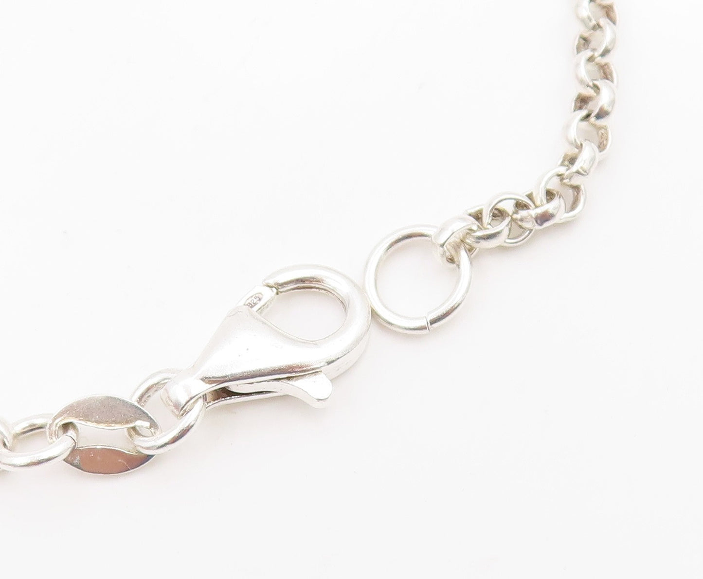 925 Sterling Silver Vintage Bracelet Modernist Love Heart & Star Dangle  BT12047