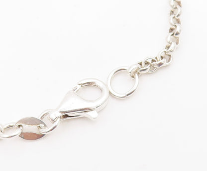 925 Sterling Silver Vintage Bracelet Modernist Love Heart & Star Dangle  BT12047