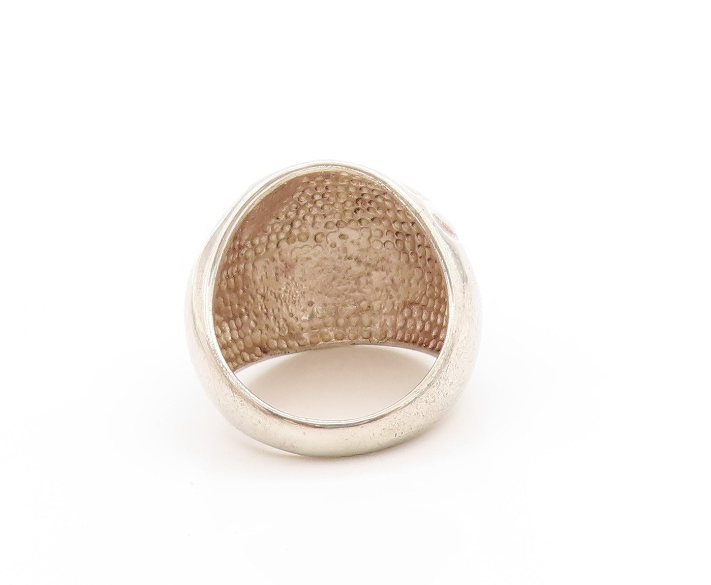 925 Sterling Silver Vintage Ring Modernist Hammered Dome Band  Sz 8  RG33657