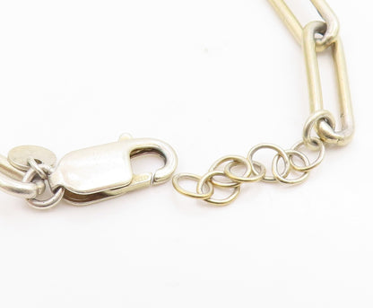 925 Sterling Silver Vintage Bracelet Gold Plated Classic Paperclip Link  BT11827
