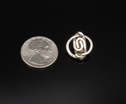 925 Silver Vintage Interlocking Curved Detail Non Pierced Earrings EG12036