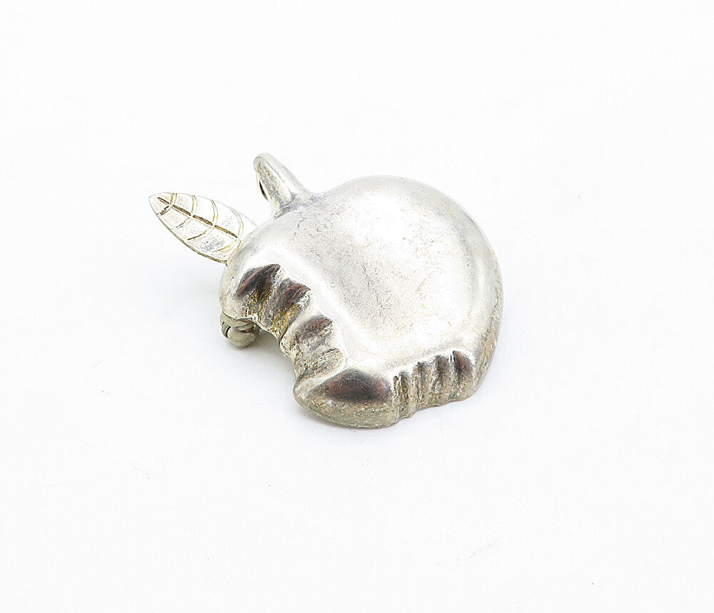 MEXICO 925 Sterling Silver  Vintage Shiny Bitten Apple Brooch Pin  BP1822