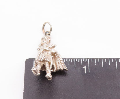 925 Sterling Silver Vintage Pendant 3D Carved Royal Soldier Charm  PT23372