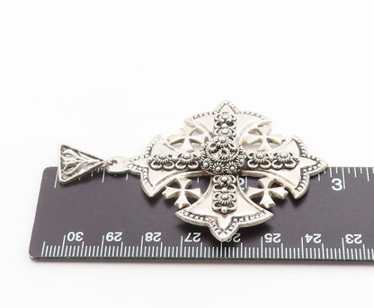 925 Sterling Silver Vintage Pendant JERUSALEM Classic Crusader Cross  PT26299