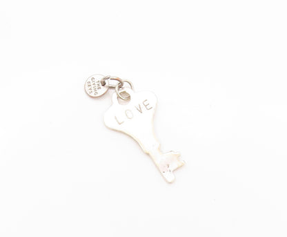 925 Sterling Silver Vintage Pendant Solid Cutout Key Of Love  PT24121