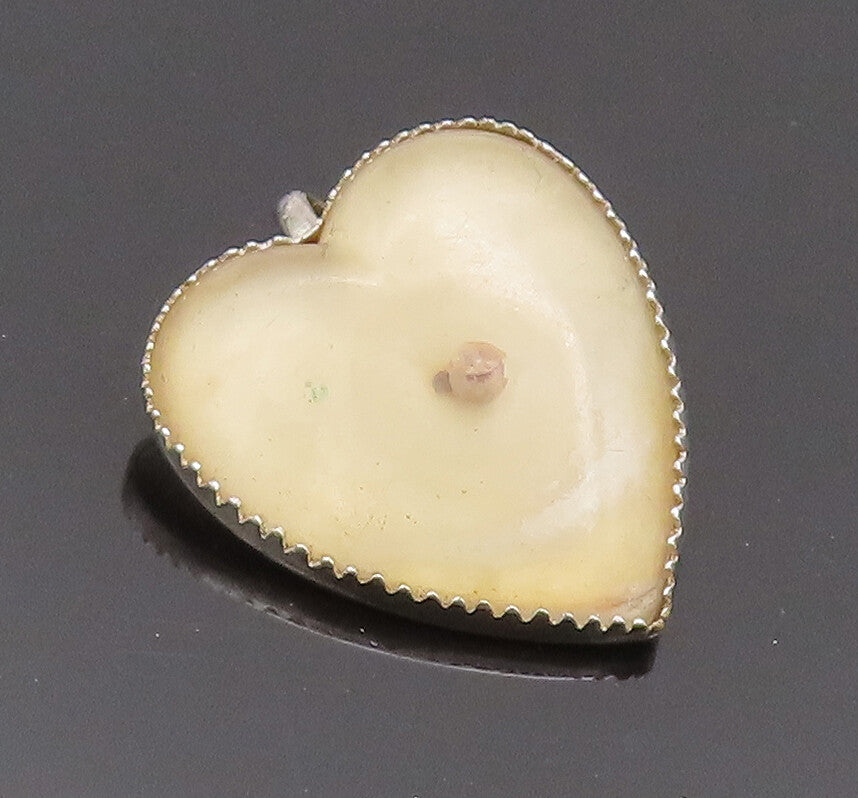 925 Sterling Silver Vintage Pendant Minimalist Glass Love Heart  PT22734