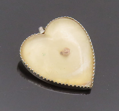 925 Sterling Silver Vintage Pendant Minimalist Glass Love Heart  PT22734