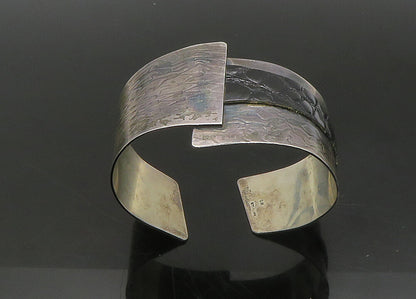 DESIGNER 925 Silver  Vintage Enamel Detail Textured Cuff Bracelet  BT9055