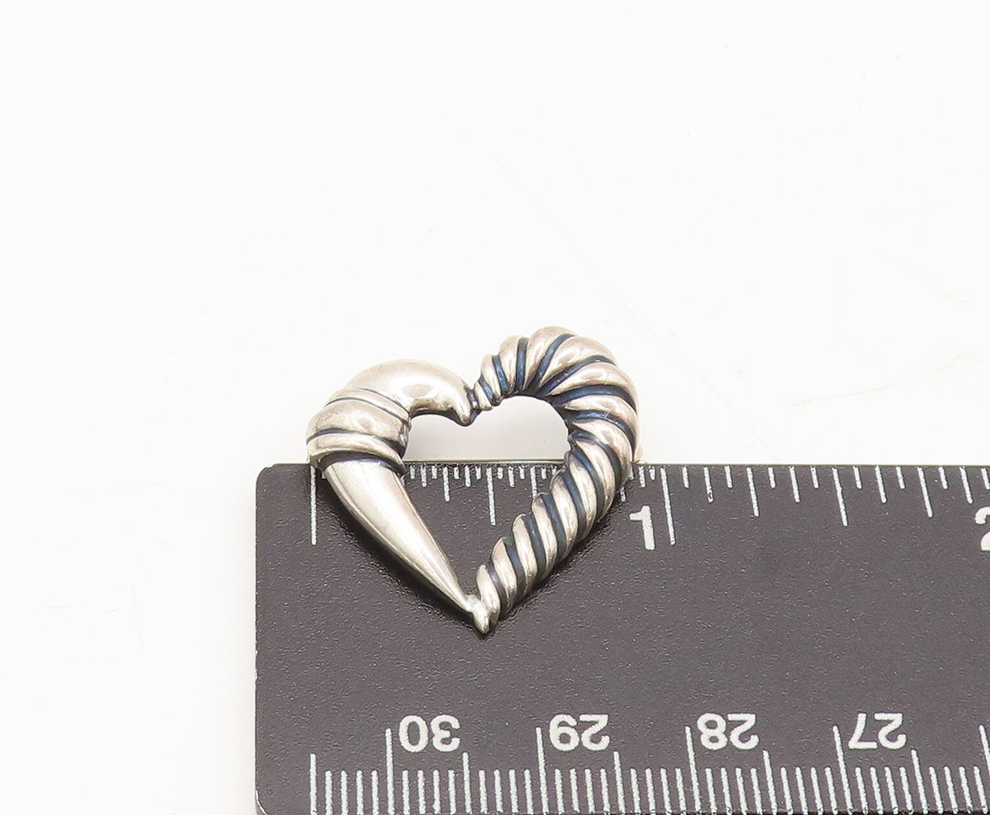 925 Sterling Silver Vintage Brooch Pin YURMAN Carved Rope Effect Heart  BP10598