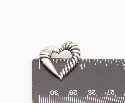 925 Sterling Silver Vintage Brooch Pin YURMAN Carved Rope Effect Heart  BP10598