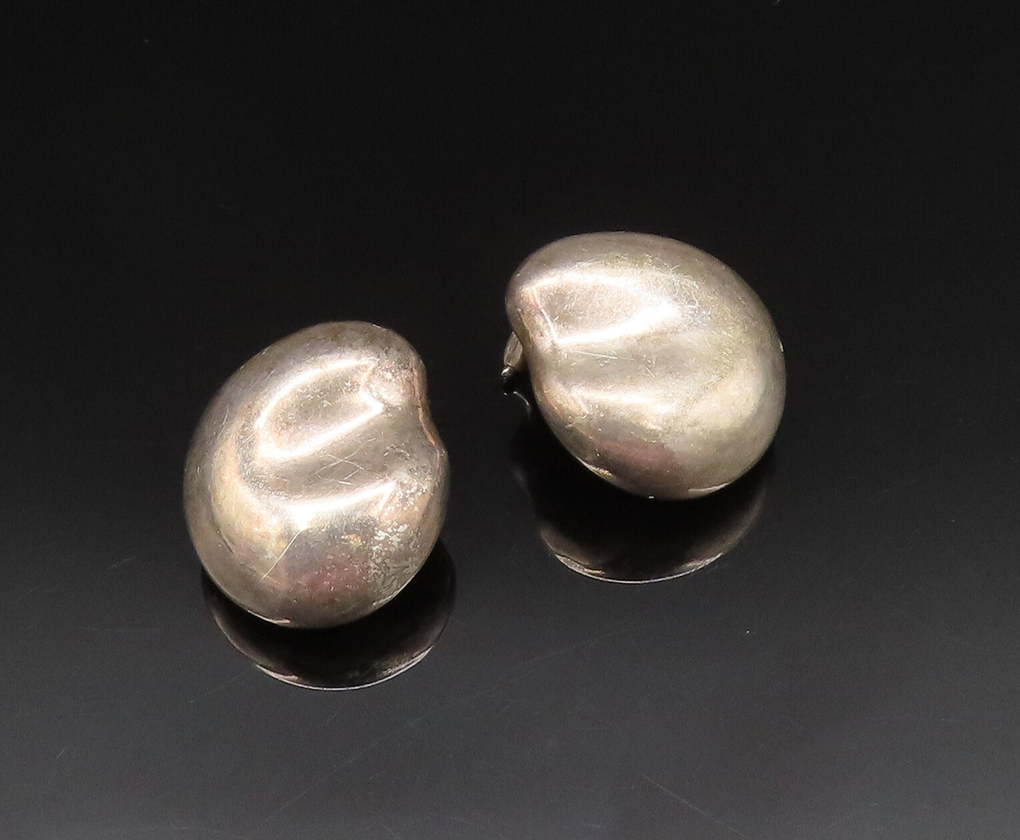 TIFFANY & CO. 925 Silver  Vintage Peretti Bean Non Pierced Earrings  EG11936