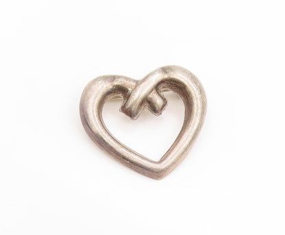 925 Sterling Silver Vintage Brooch MEXICO Intertwined Love Heart Outline BP11915