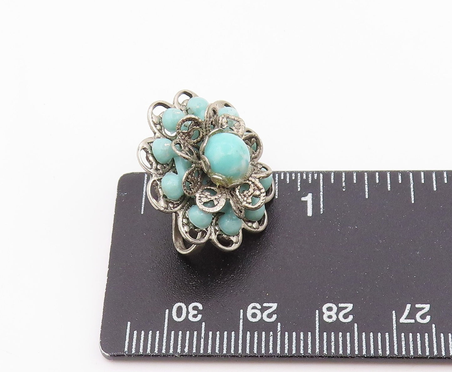 925 Sterling Silver Vintage Earrings Designer Multi Gemstone Single Lot  EG14295