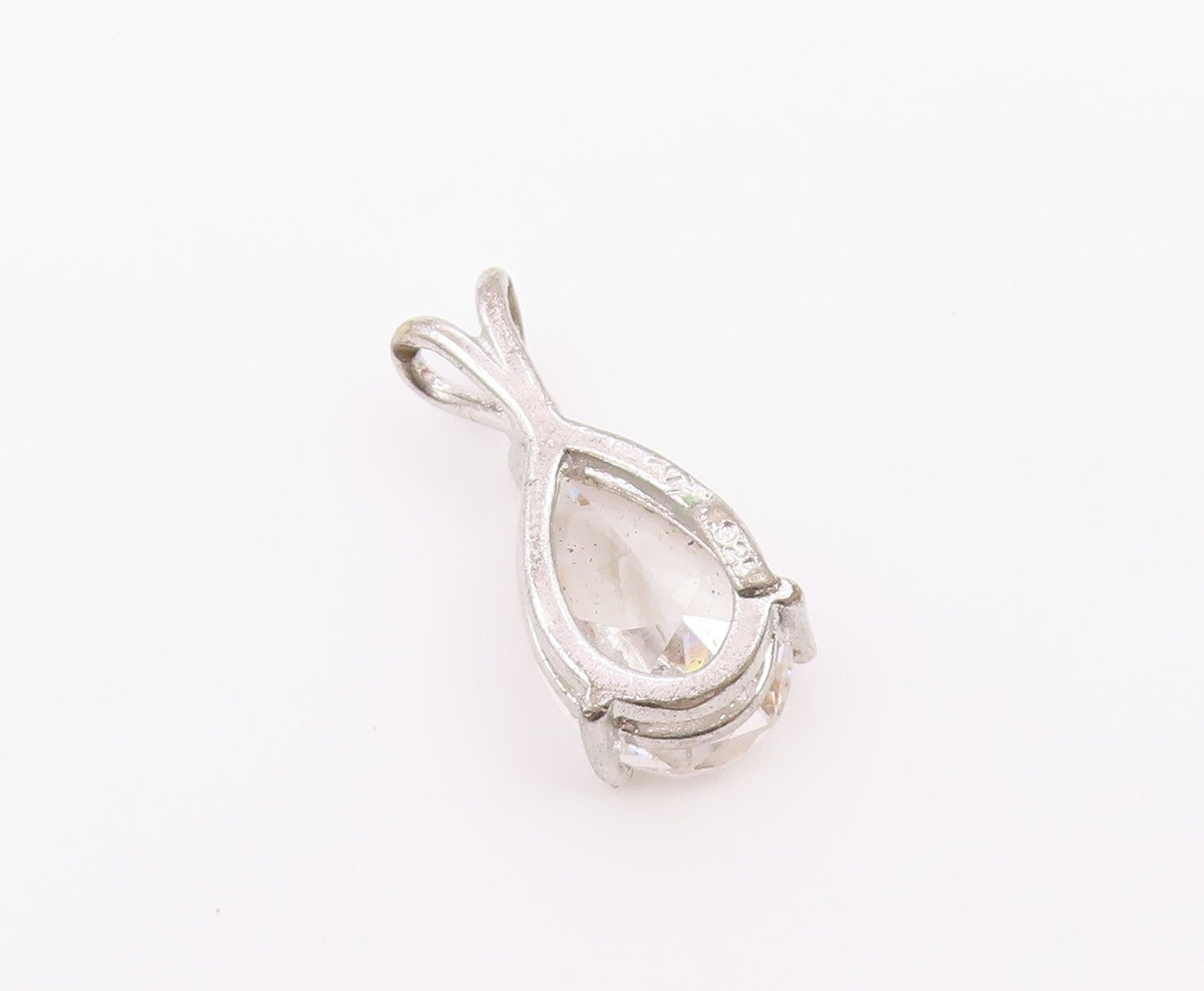 925 Sterling Silver  Vintage Shiny Pear Shape Cubic Zirconia Pendant  PT19752