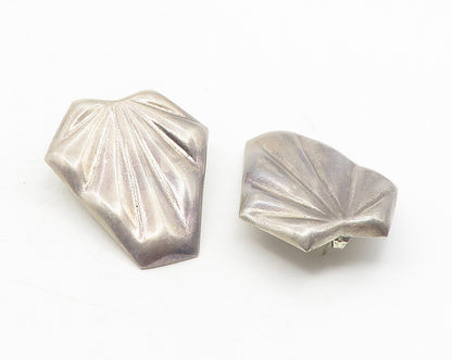 925 Sterling Silver  Vintage Dark Tone Floral Leaf Motif Drop Earrings  EG6083
