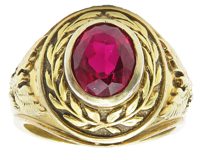 925 Sterling Silver  Lab Ruby US Marines Gold Plated Ring Sz 12  RG10090