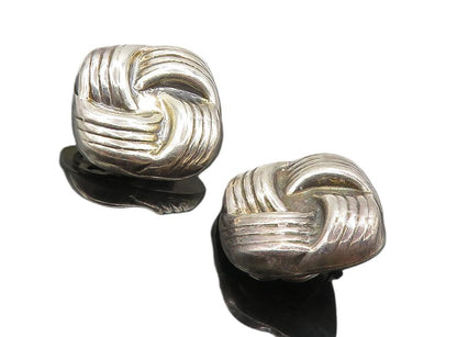 MEXICO 925 Sterling Silver  Vintage Knot Design Non Pierce Earrings  EG4853