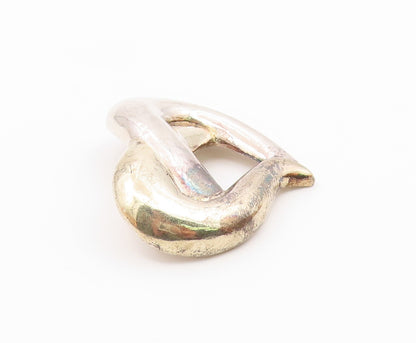 925 Sterling Silver  Vintage Shiny Pretzel Love Heart Brooch Pin  BP9952