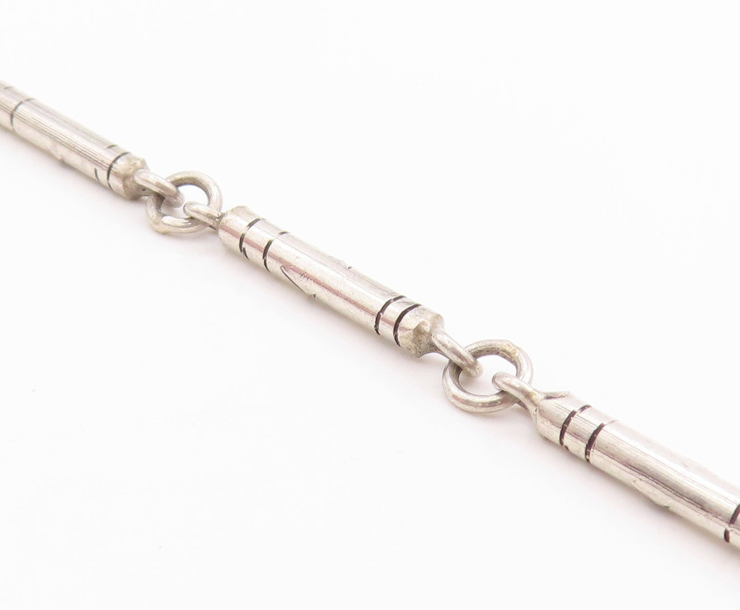 925 Sterling Silver Vintage Bracelet Engraved Geometric X Detail Chain BT11405