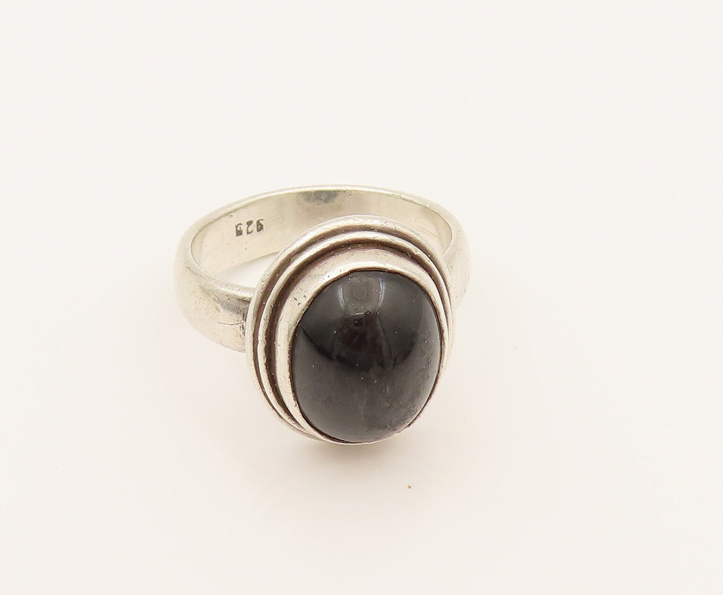925 Sterling Silver  Vintage Minimalist Cabochon Black Onyx Ring Sz 9  RG26294