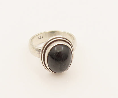 925 Sterling Silver  Vintage Minimalist Cabochon Black Onyx Ring Sz 9  RG26294