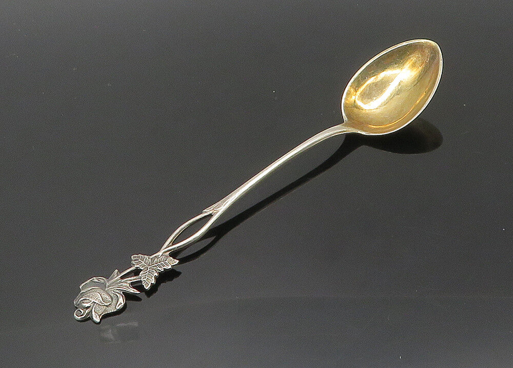 EUROPEAN 925 Sterling Silver  Vintage Rose Flower Souvenir Spoon  TR2925