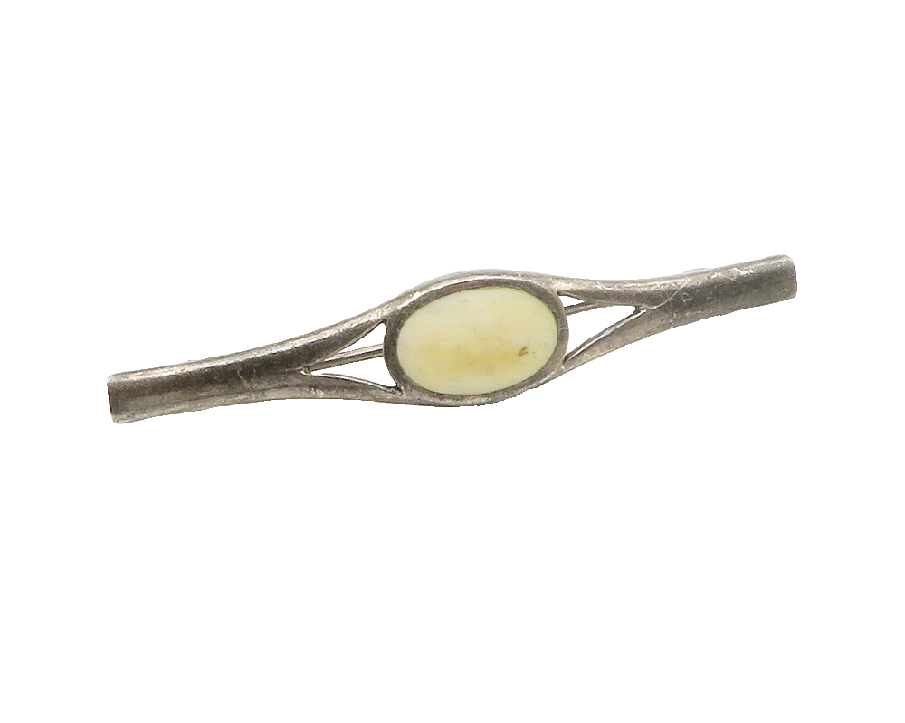 925 Sterling Silver  Vintage Inlaid Jasper Split Dark Tone Brooch Pin  BP5743