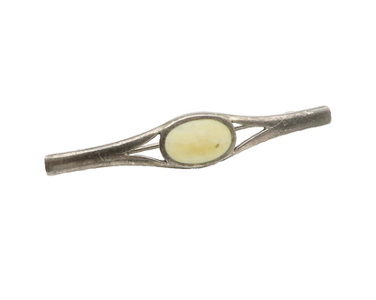 925 Sterling Silver  Vintage Inlaid Jasper Split Dark Tone Brooch Pin  BP5743