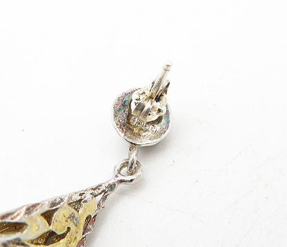 925 Sterling Silver  Vintage Diamond Cut Floral Pyramid Drop Earrings  EG4207