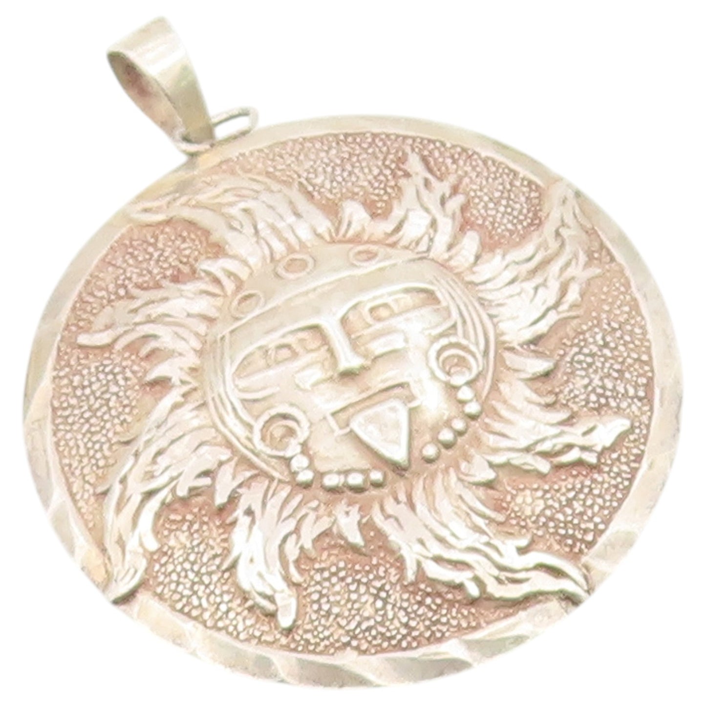 925 Sterling Silver Vintage Pendant Celestial Sun Face Statement Medal  PT26465