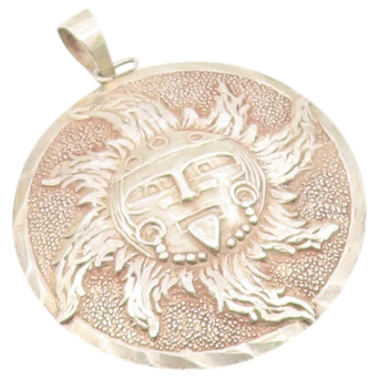 925 Sterling Silver Vintage Pendant Celestial Sun Face Statement Medal  PT26465