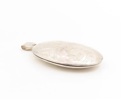 925 Sterling Silver Vintage Pendant Large Engraved Floral Locket OPENS  PT25249