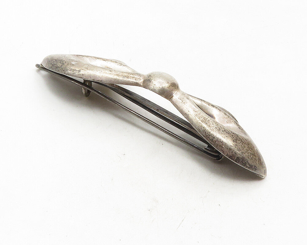MEXICO 925 Sterling Silver  Vintage Dark Tone Bow Tied Ribbon Clip  TR1709