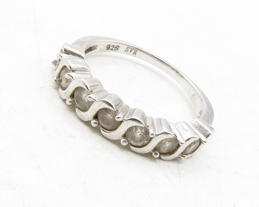 925 Sterling Silver  Shiny Topaz Swirl Design Smooth Band Ring Sz 6  RG12468